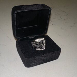 Buckle Ring Sterling Silver with Black Crystals